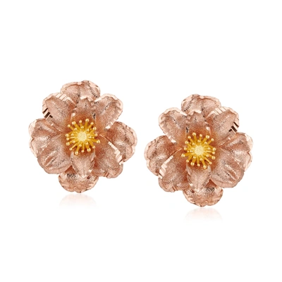 Ross-simons Italian 18kt 2-tone Gold Flower Earrings In Multi