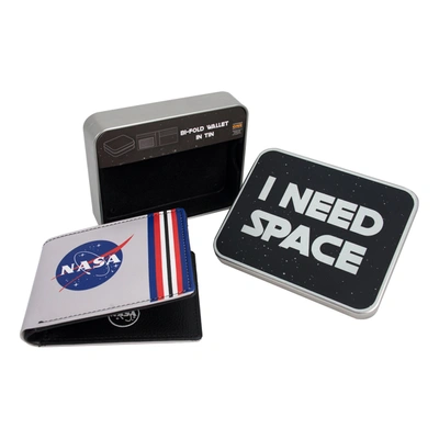 Concept One Nasa Logo Bifold Wallet In A Decorative Tin Case, Multi