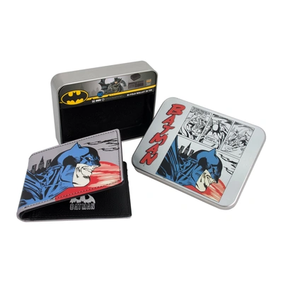 Concept One Dc Comics Batman Face Print Bifold Wallet In A Decorative Tin Case, Multi