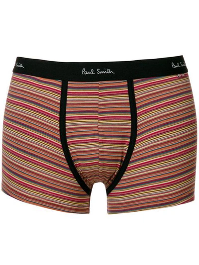Paul Smith Classic Striped Boxer Briefs In Brown Red