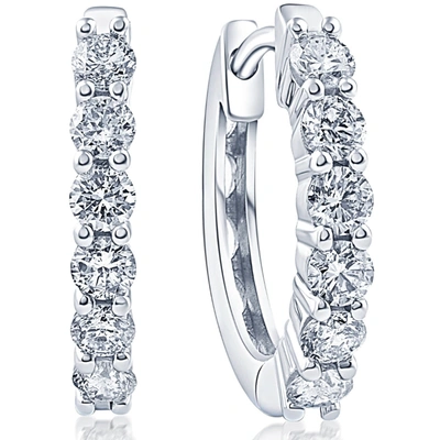 Pompeii3 3/4 Ct Tw Diamond Hoops Women's Earrings In White Or Yellow Gold 15mm Tall