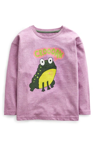Mini Boden Kids' Frog Long Sleeve Cotton Graphic T-shirt In Purple Frog