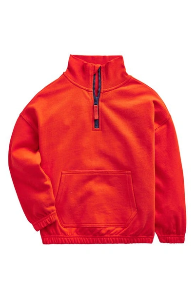 Mini Boden Kids' Half Zip Cotton Sweatshirt In Peppadew Red