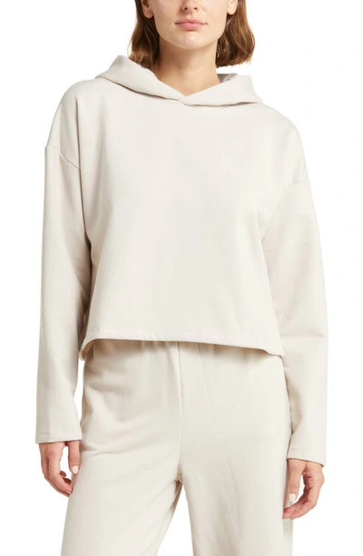 Zella Weekend Boxy Crop Hoodie In Grey Pebble