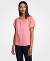 Ann Taylor Petite Bubble Sleeve Top In Sweet Guava
