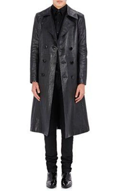 Saint Laurent Belted Leather Trench Coat | ModeSens