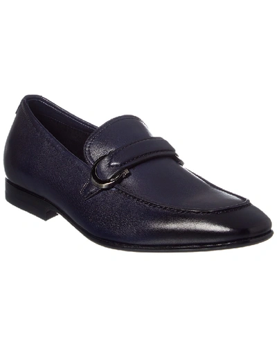 Ferragamo Gancini Ornament Leather Loafer In Blue