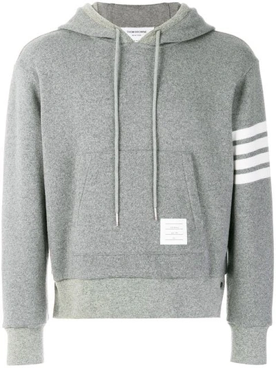 Thom Browne Relaxed Fit Engineered 4-bar Stripe Cashmere Shell Hoodie Pullover In Grey