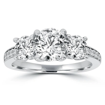 Pompeii3 2ct Three Stone Round Diamond Engagement Ring 14k White Gold In Multi