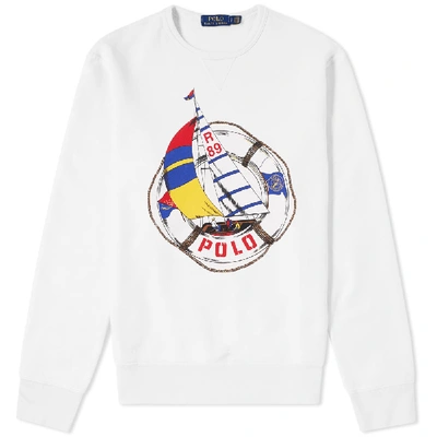 Polo Ralph Lauren Americas Cup Sailboat Print Crew Sweat In White
