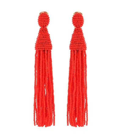Oscar De La Renta Tassel Clip-on Earrings In Red