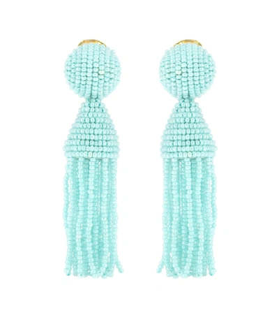 Oscar De La Renta Tassel Clip-on Earrings In Blue