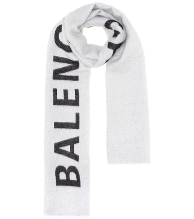 Balenciaga Logo-intarsia Wool Scarf In Black