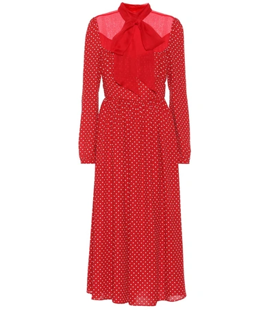 Valentino Polka-dot Silk-georgette Gown In Red