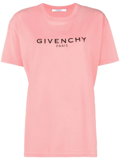 Givenchy Logo Printed Cotton T-shirt In Rosa