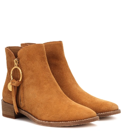 See By Chloé Louise Flat Suede Ankle Boots In Brown