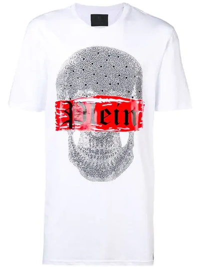 Philipp Plein T-shirt Black Cut Round Neck "speed" In White