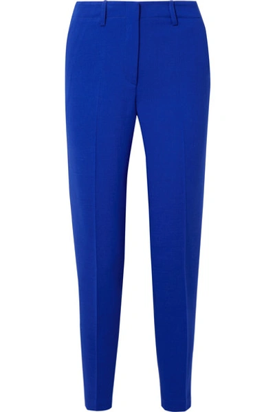 Akris Melissa Skinny Side-zip Stretch-flannel Pants In Blue