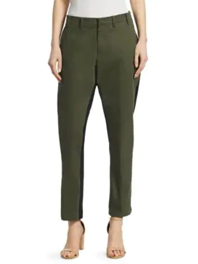 N°21 Salvia Straight-leg Ankle Pants With Stripes In Green