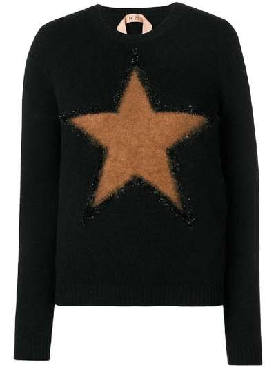 N°21 Star-knit Virgin Wool Sweater In Black
