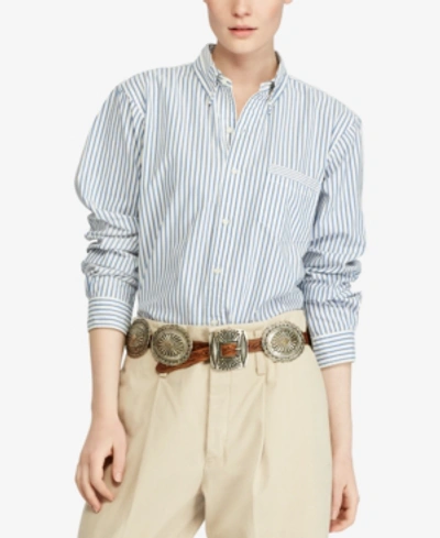 Polo Ralph Lauren Striped Cotton Shirt In Blue/white