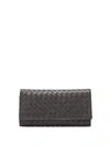 Bottega Veneta Intrecciato Bi-fold Leather Wallet In Grey