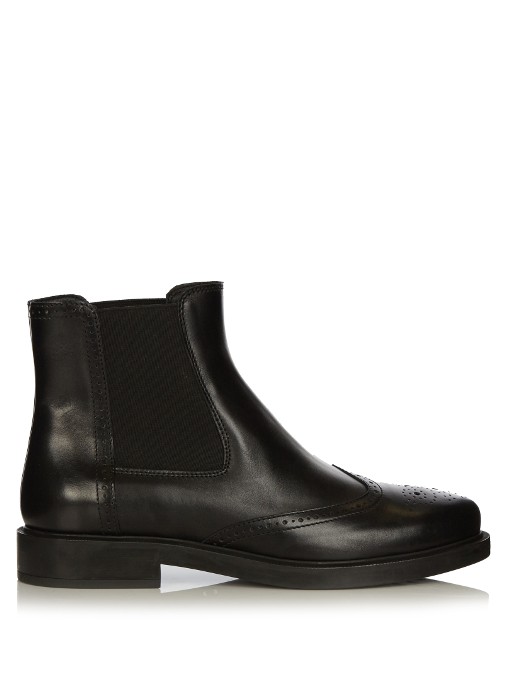 Tod's Brogue Detailing Chelsea Boots In Black | ModeSens