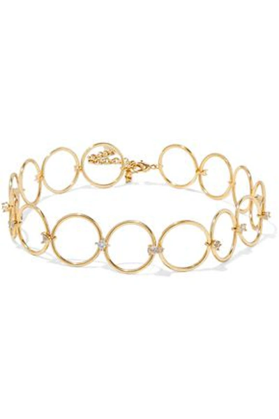 Luv Aj Woman Scattered Gem Gold-tone Crystal Choker Gold