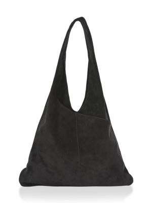 black suede hobo handbag