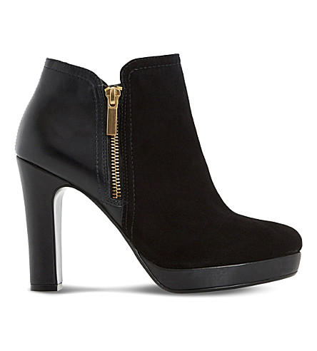 Dune Oscar Leather And Suede Heeled Ankle Boots In Black | ModeSens