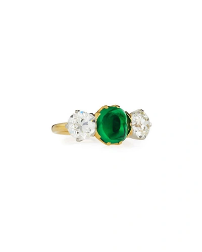 Nm Estate Estate Edwardian Tiffany Sugarloaf Emerald & Diamond Ring