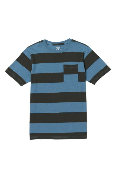Volcom Kids' Bolders Stripe Pocket T-shirt In Indigo Ridge