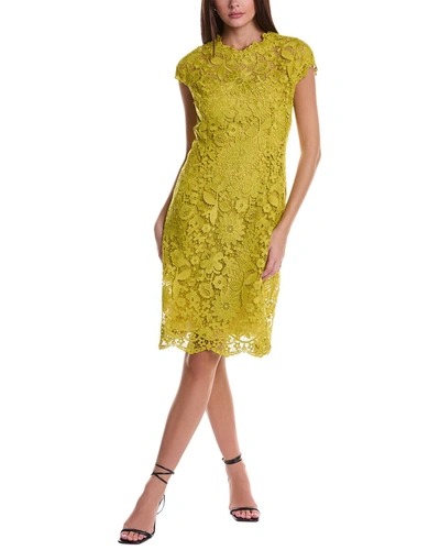 Teri Jon By Rickie Freeman Lace Sheath Dress In Yellow