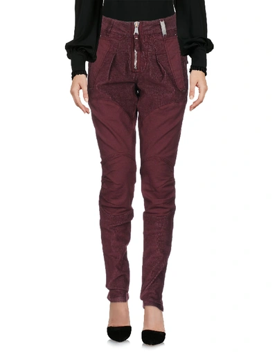 High Casual Pants In Maroon