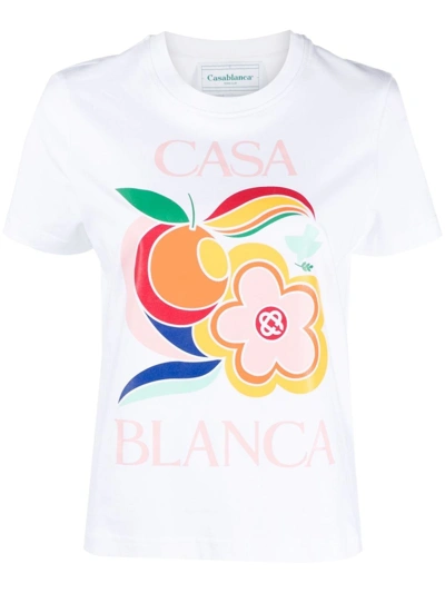Casablanca Le Pouvoir Des Fleurs Cotton T-shirt In White
