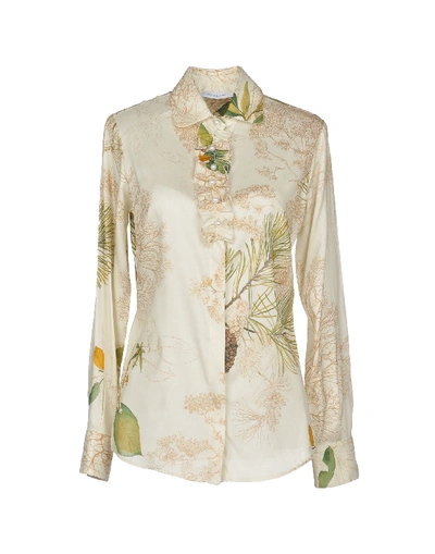 Aglini Floral Shirts & Blouses In Beige