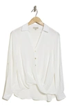 Chenault Surplice Long Sleeve Wrap Top In White