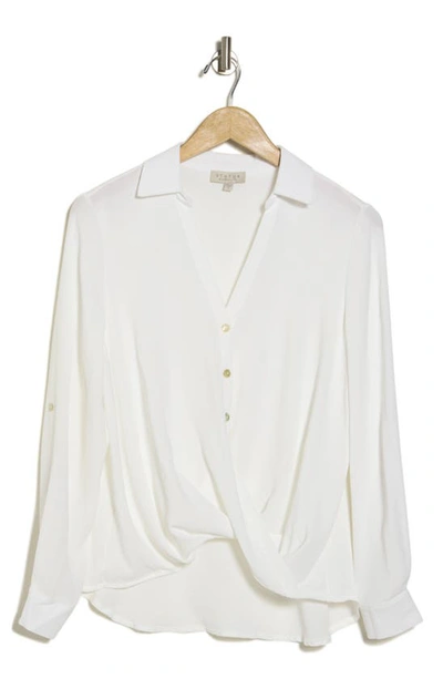 Chenault Surplice Long Sleeve Wrap Top In White