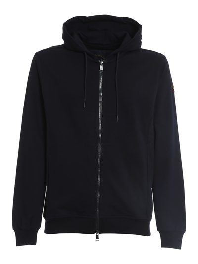 Paul & Shark Hooded Zip-up Sweater In Azul