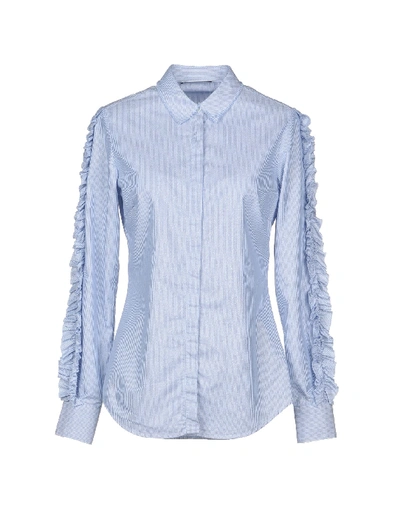 Aglini Striped Shirt In Sky Blue