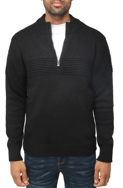 X-ray Honeycomb Knit Quarter-zip Pullover Sweater In Black