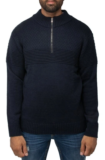 X-ray Honeycomb Knit Quarter-zip Pullover Sweater In Navy