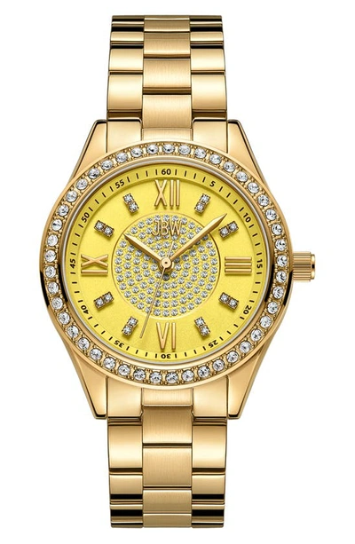 Jbw Mondrain Diamond & Crystal Embellished Miyota Bracelet Watch, 34mm In Gold