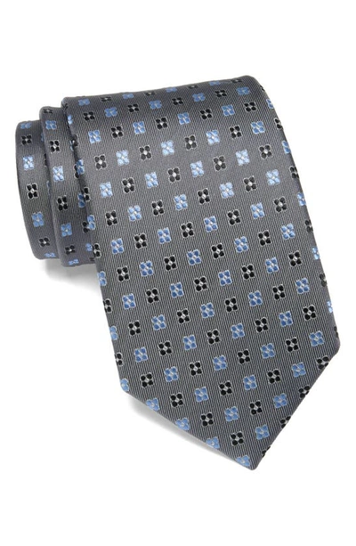 Duchamp Small Medallion Silk Tie In Grey