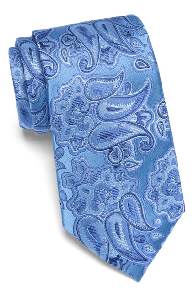 Duchamp Tonal Paisley Silk Tie In Light Blue