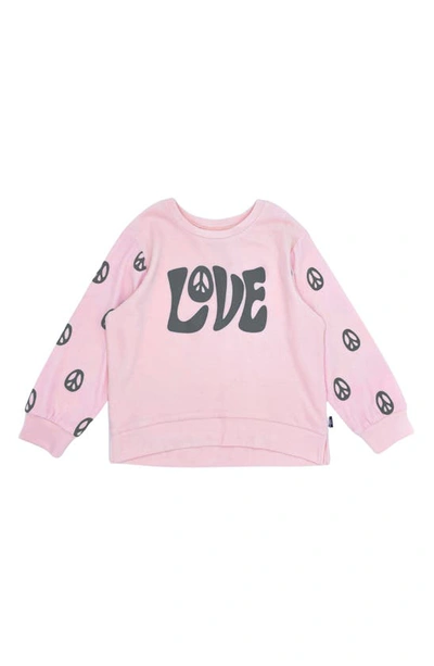 Feather 4 Arrow Babies' Peace & Love Hacci Knit Graphic Sweatshirt In Pink
