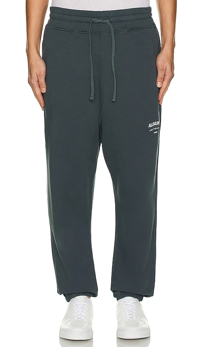 Allsaints Underground Relaxed Fit Organic Cotton Sweatpants In Jade Blue