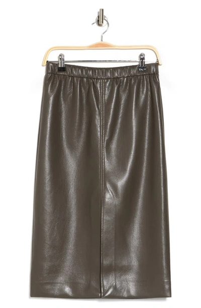 T Tahari Faux Leather Pencil Skirt In Olive
