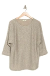 Max Studio Three-quarter Sleeve Rib Top In Oatmeal