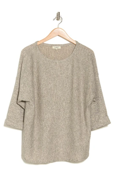 Max Studio Three-quarter Sleeve Rib Top In Oatmeal